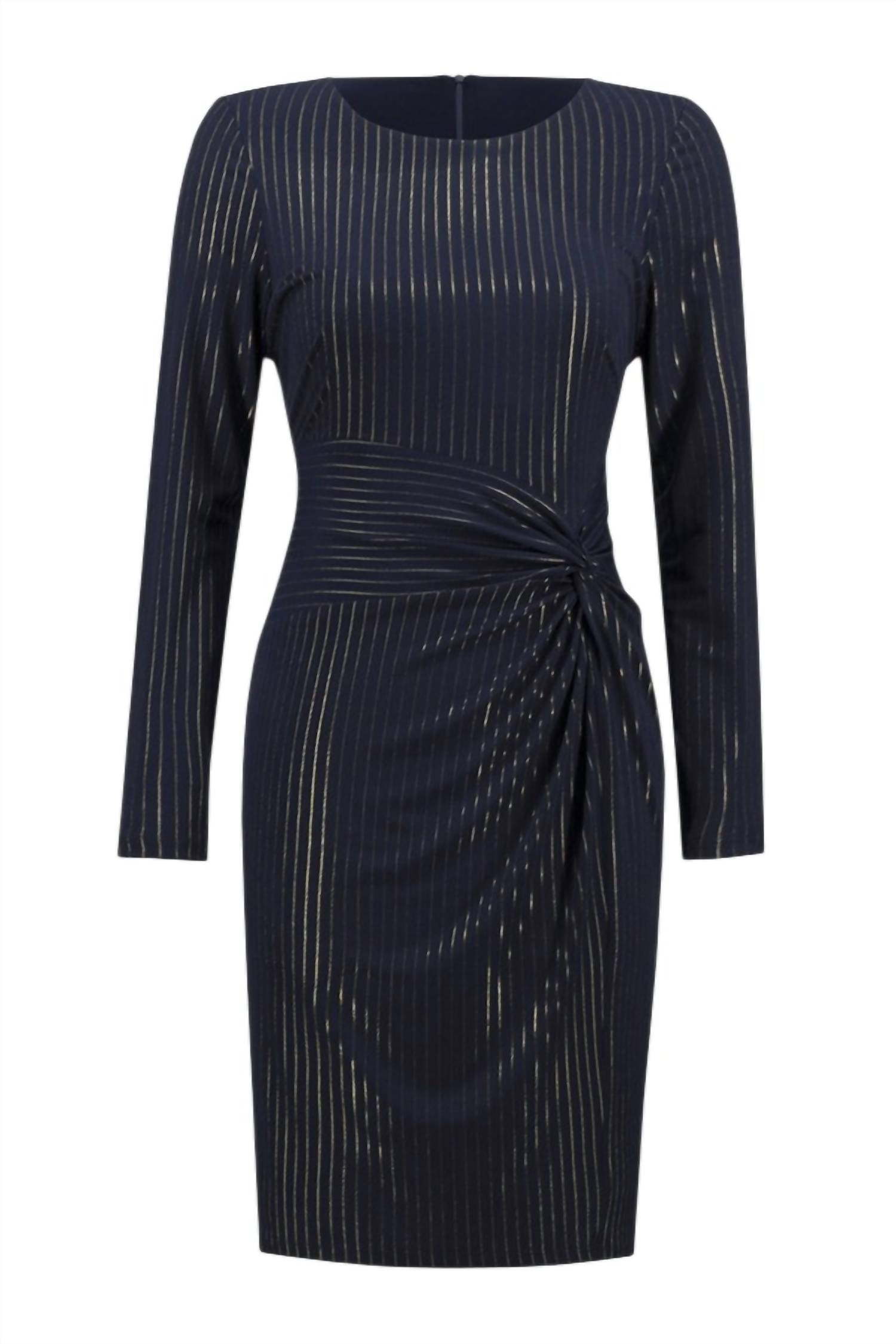 Joseph Ribkoff Metallic Pinstripe Dress in midnight gold - women's dress - view 5