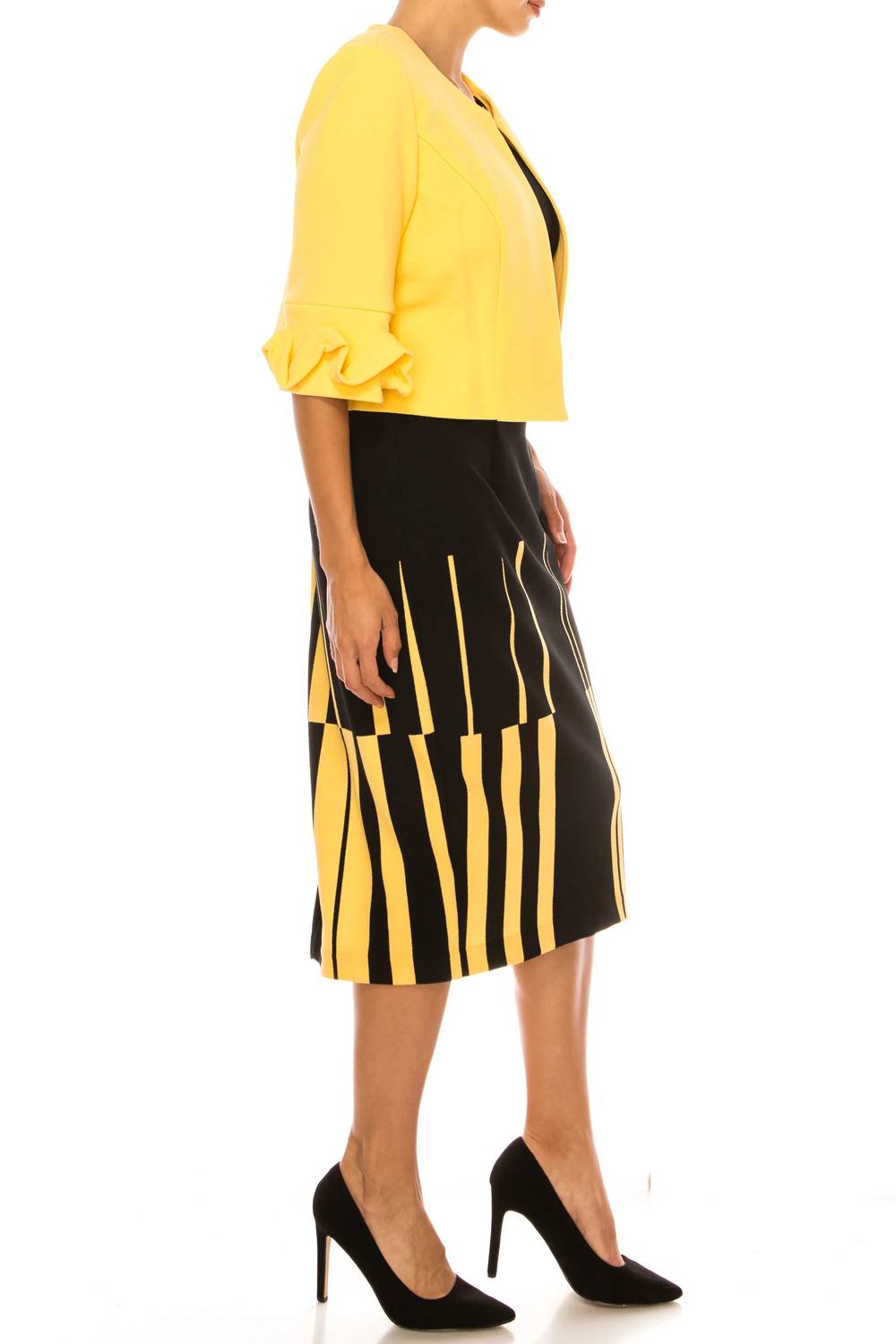 Maya Brooke - Abstract Lined Contrast Jacket Dress