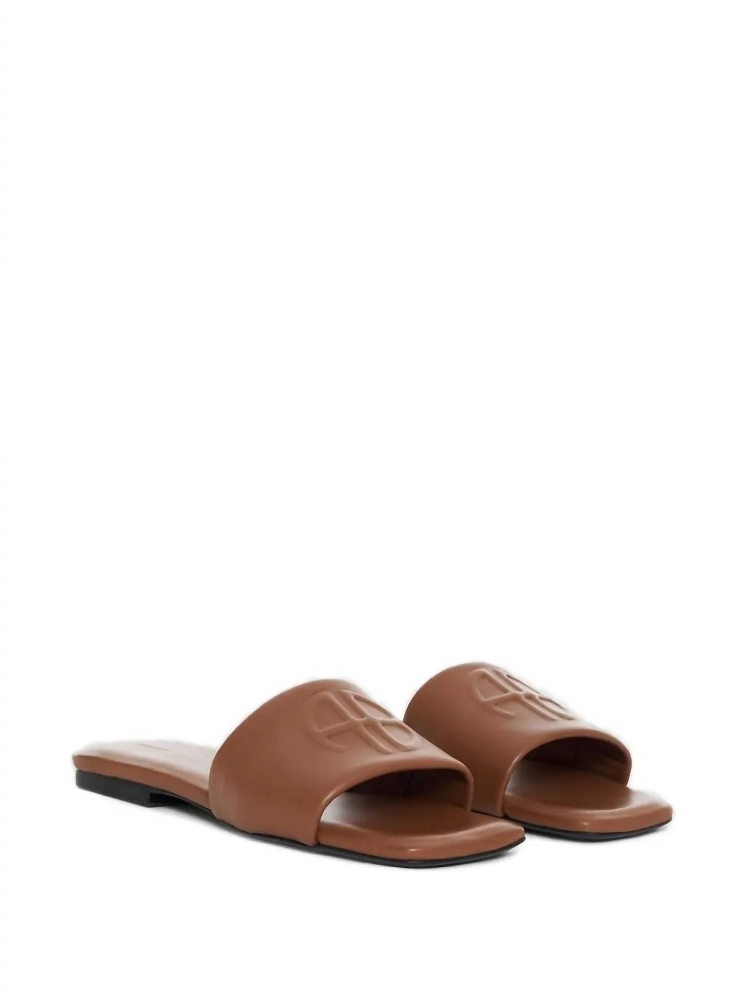 ANINE BING Women's Ria Slides in cognac - women's sandal - detail view