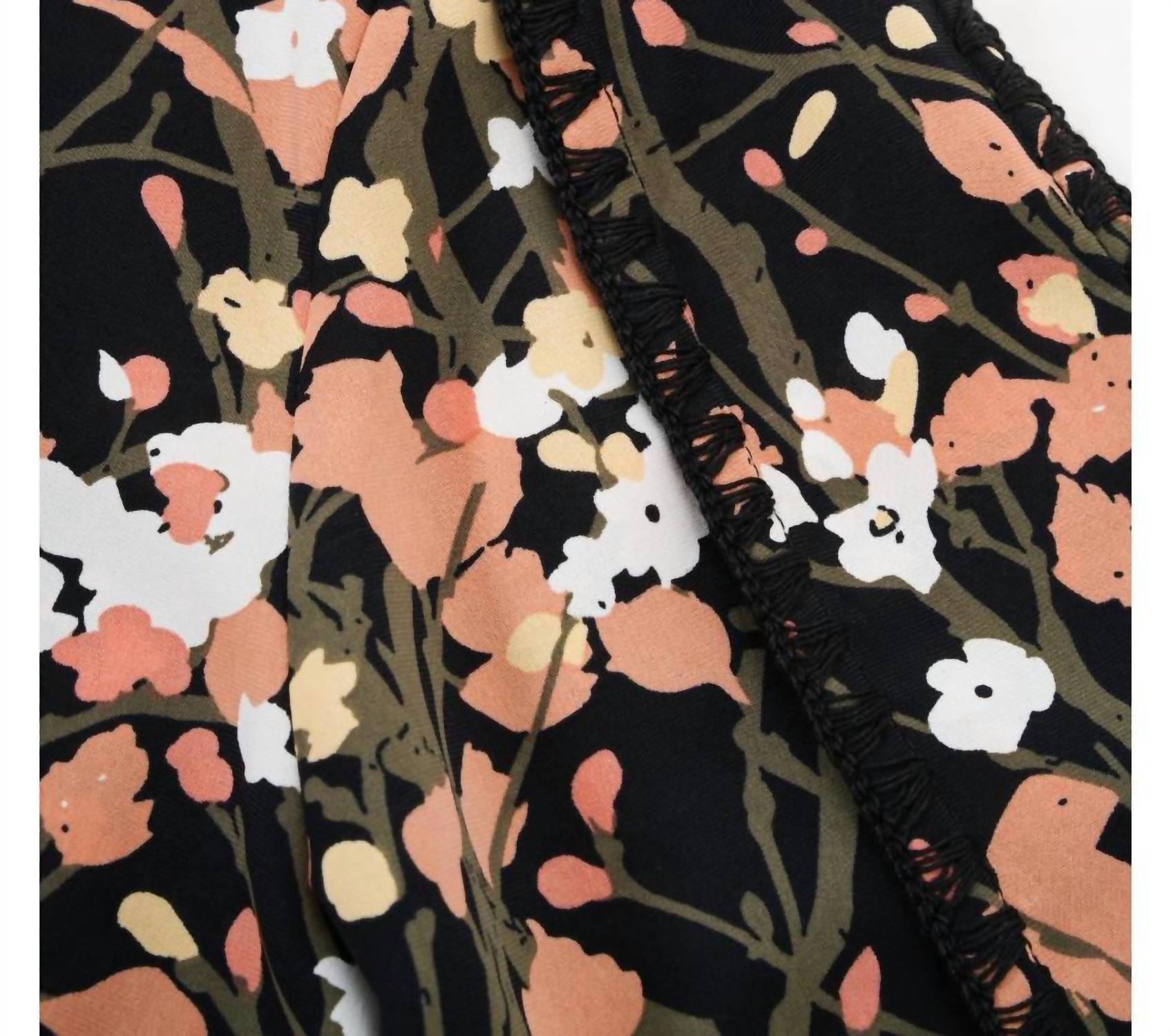 Miss Finch Nyc - Women's Cuffed Spring Foliage Blouse With Front Tie