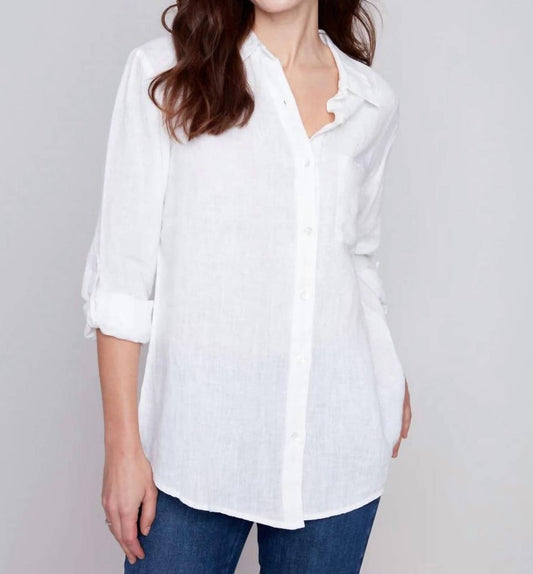 Charlie B - Long Linen Button Down Shirt