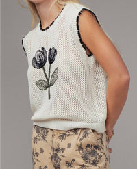 Urban Daizy - Boho Tulip Embroidery Crochet Vest