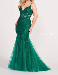 Ellie Wilde - V-neck Trumpet Prom Dress