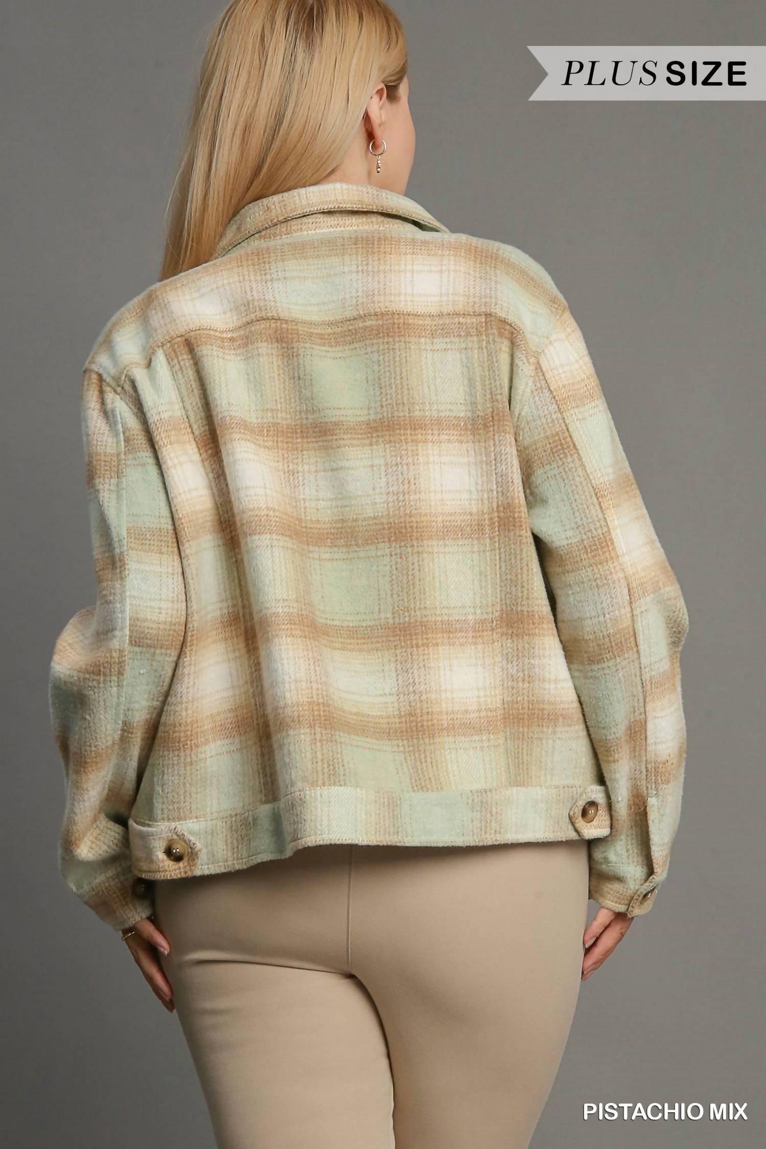 Umgee - Plaid Cropped Jacket Shacket