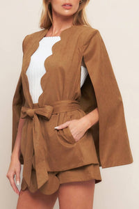 Flying Tomato - Faux Suede Capelet