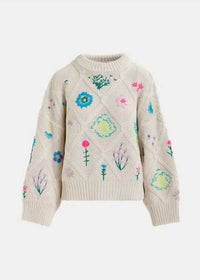 Essentiel Antwerp - Rib-Knitted Sweater with Flower Embroidery