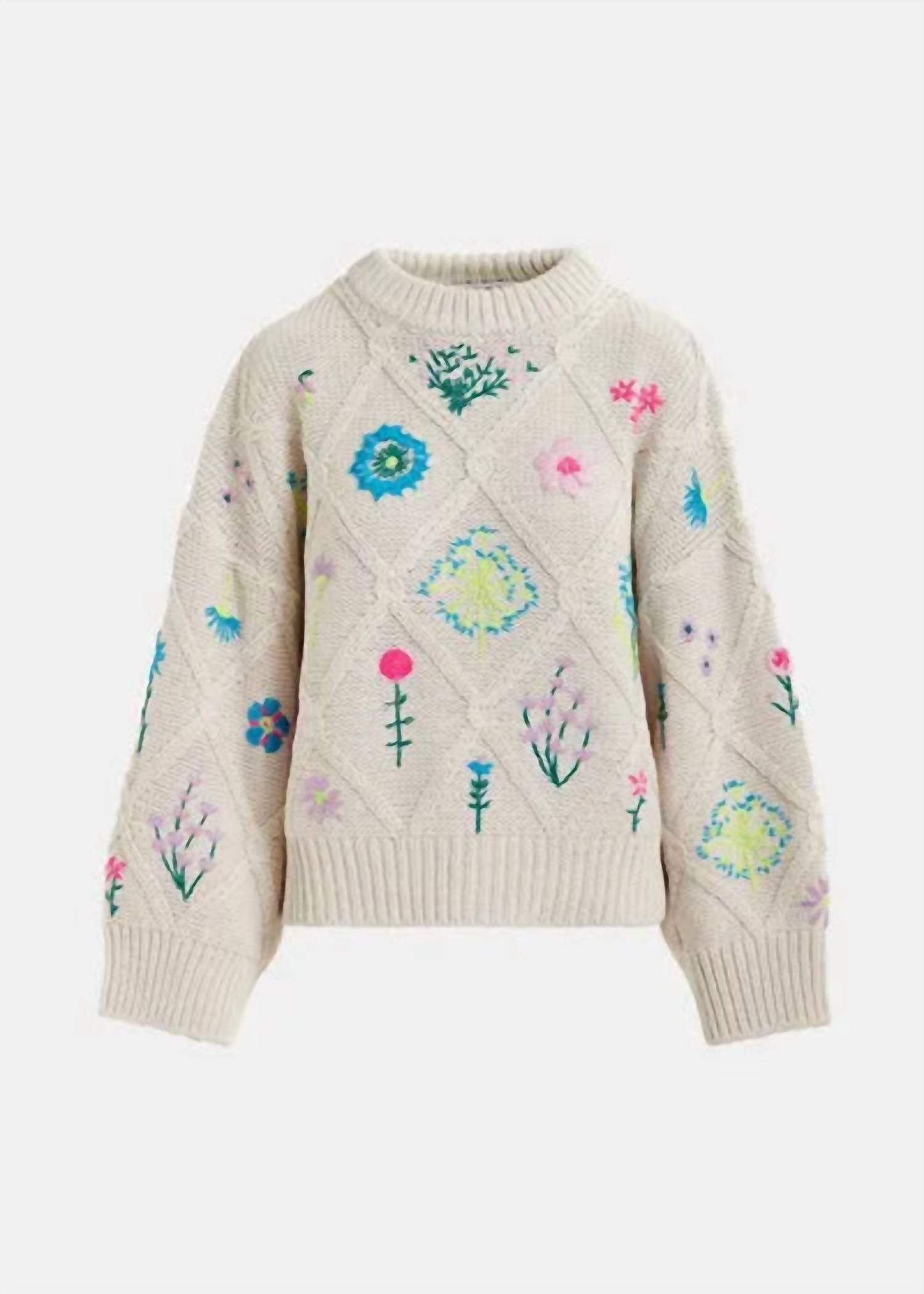Essentiel Antwerp - Rib-Knitted Sweater with Flower Embroidery