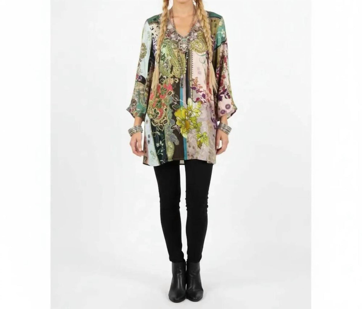John Mark - French Market Embellished Tunic Top