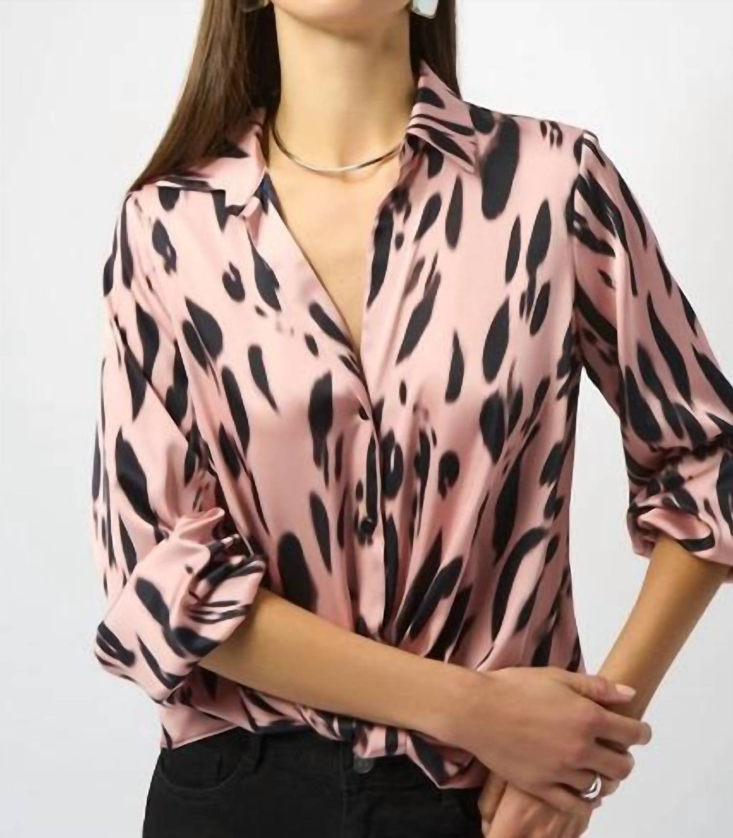 Joseph Ribkoff - Recycled Satin Animal Print Draped Top