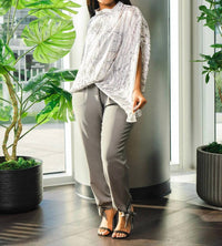 Tyche - Ruffle Waist Ankle Pants