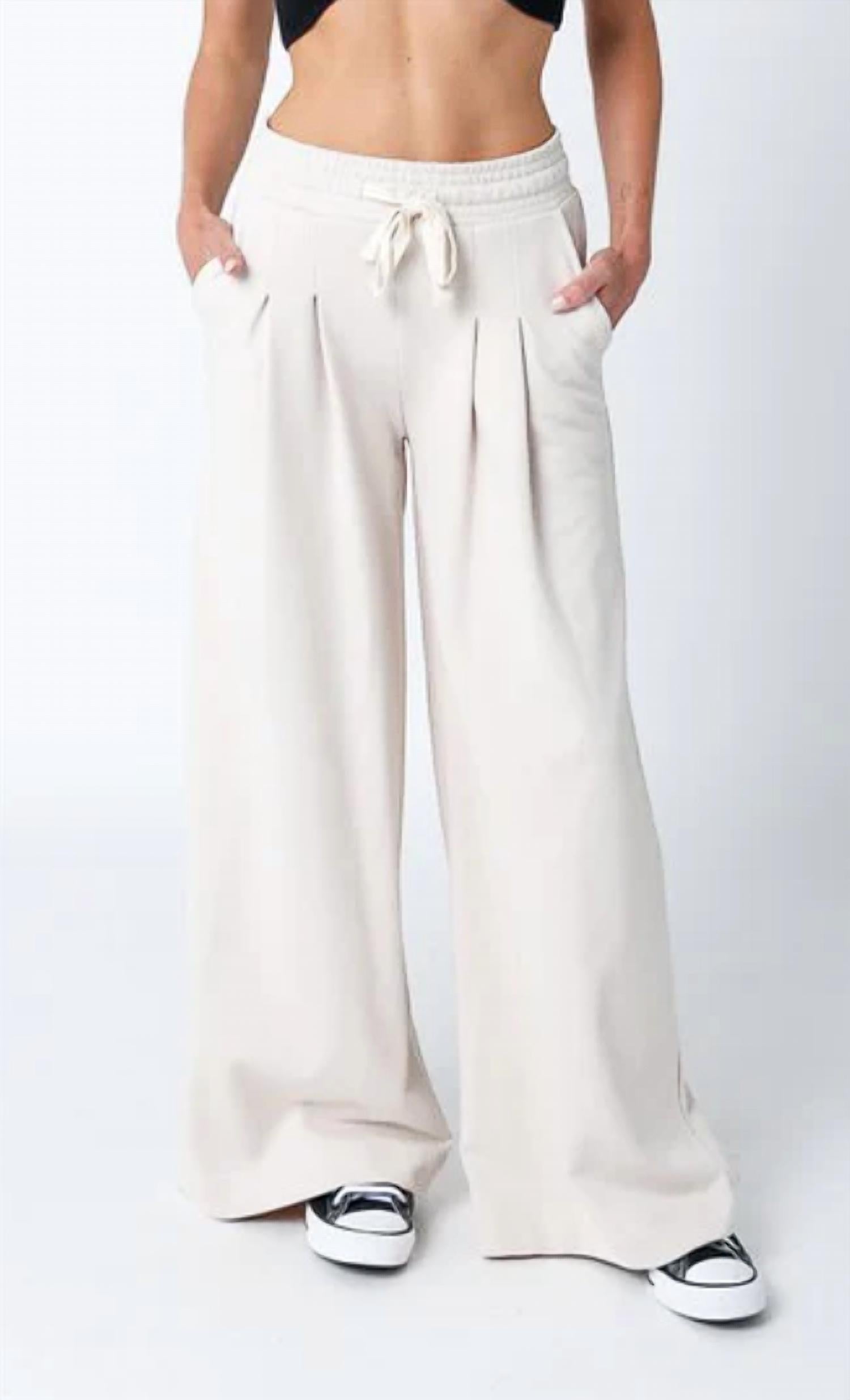 OLIVACEOUS Firenze Pant in ecru - women's pants - detail view