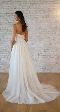 Stella York - A-Line V-Neckline Wedding Dress