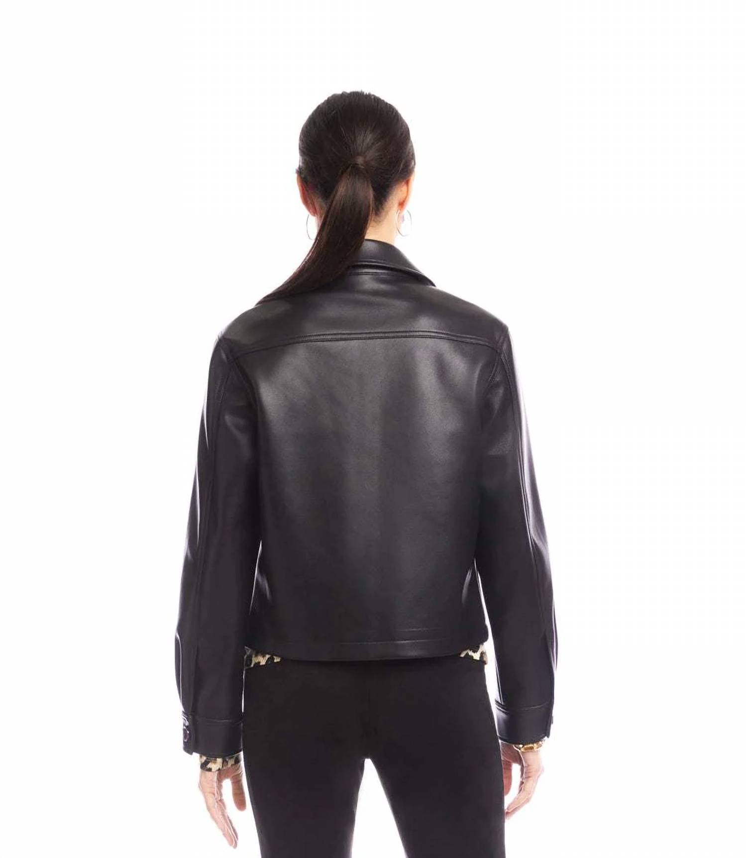 Karen Kane - Faux Leather Cropped Jacket