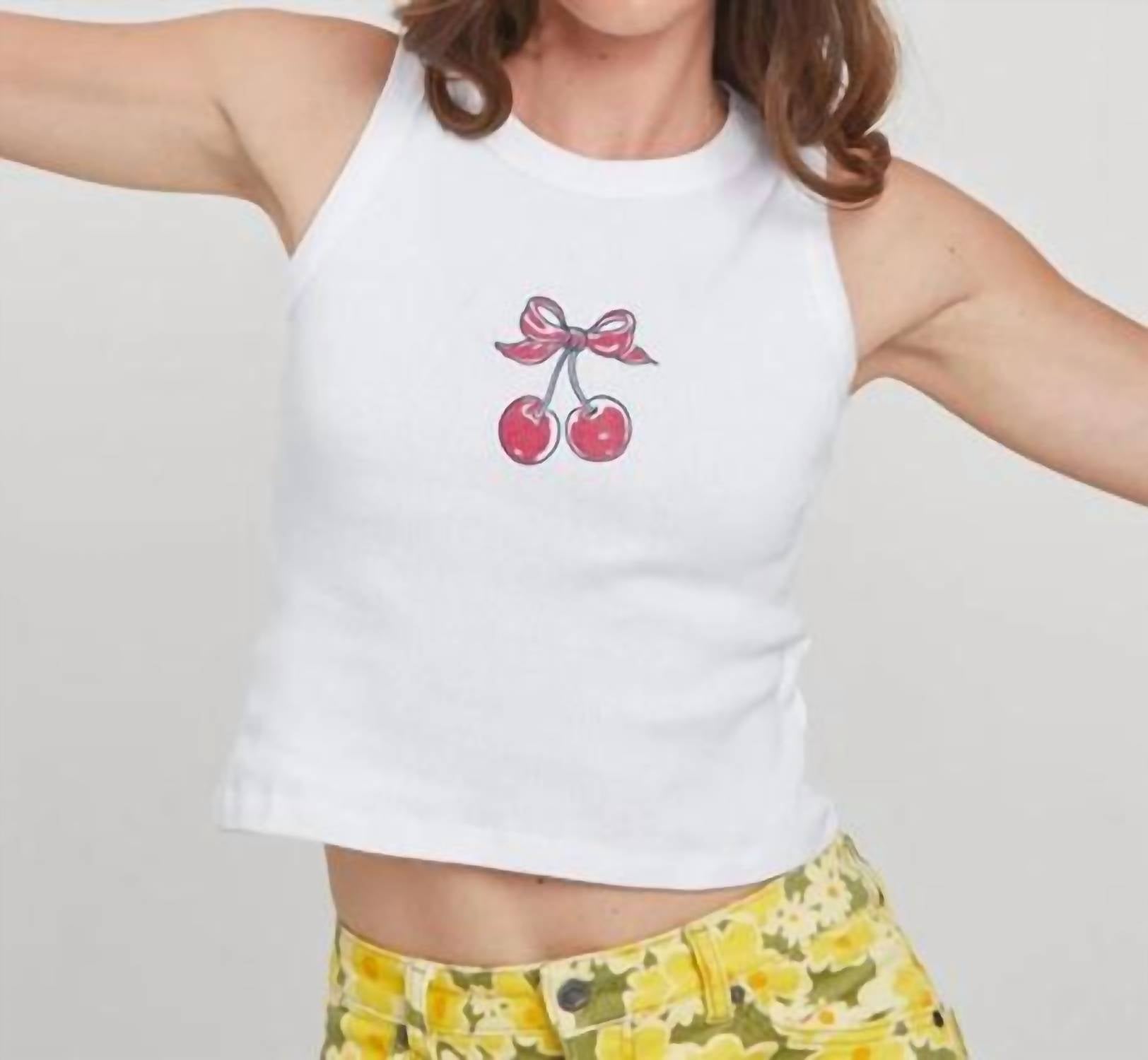 Girl Dangerous - Cherry Bow Ribbed Tank Top