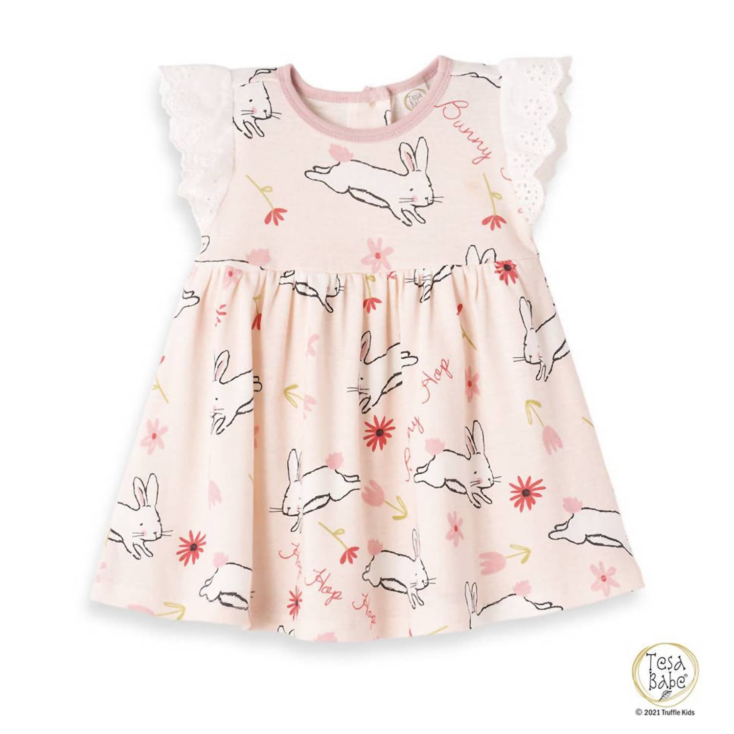 Tesa Babe - "Easter Parade" Eyelet Flutter Sleeve Dress