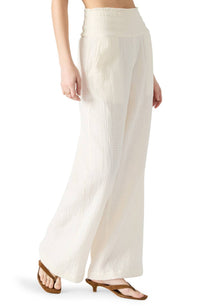 STEVE MADDEN Pomeline Stretch Cotton Guaze Pants in white - women's pants - detail view