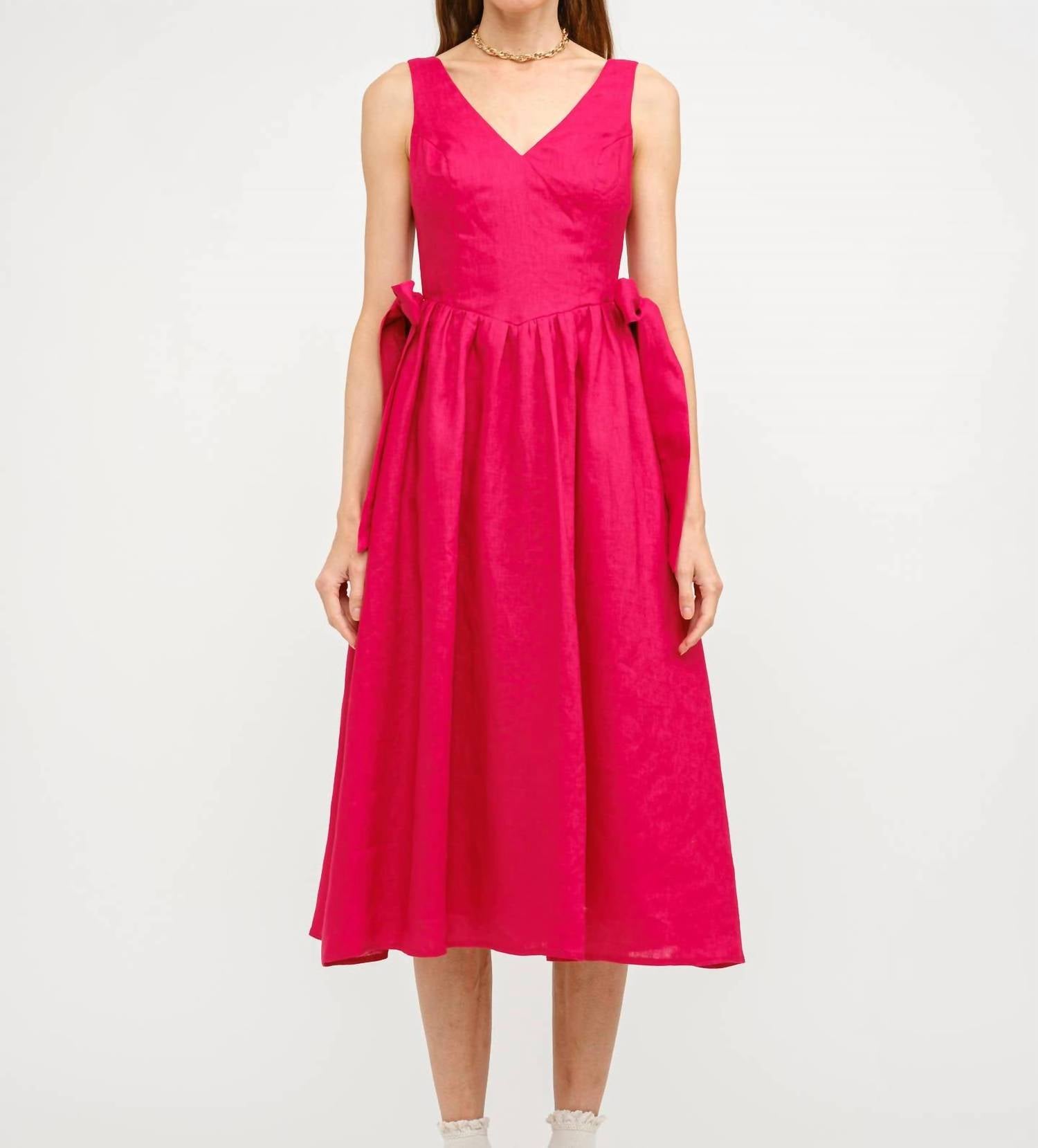 Sofie the Label Bow Dress in red - women's dress