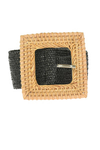 Walker & Wade Women's Rattan Square Belt in black - women's accessory