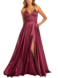 FAVIANA Charmeuse Sleeveless A-line Prom Gown in raspberry - women's dress