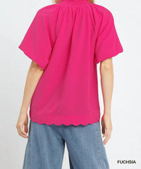 Umgee - Scalloped Hem Textured Blouse