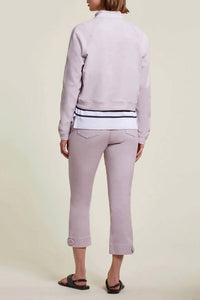 TRIBAL Posie Pull-on Crop With Tab Detail in grapemist - women's pants - detail view