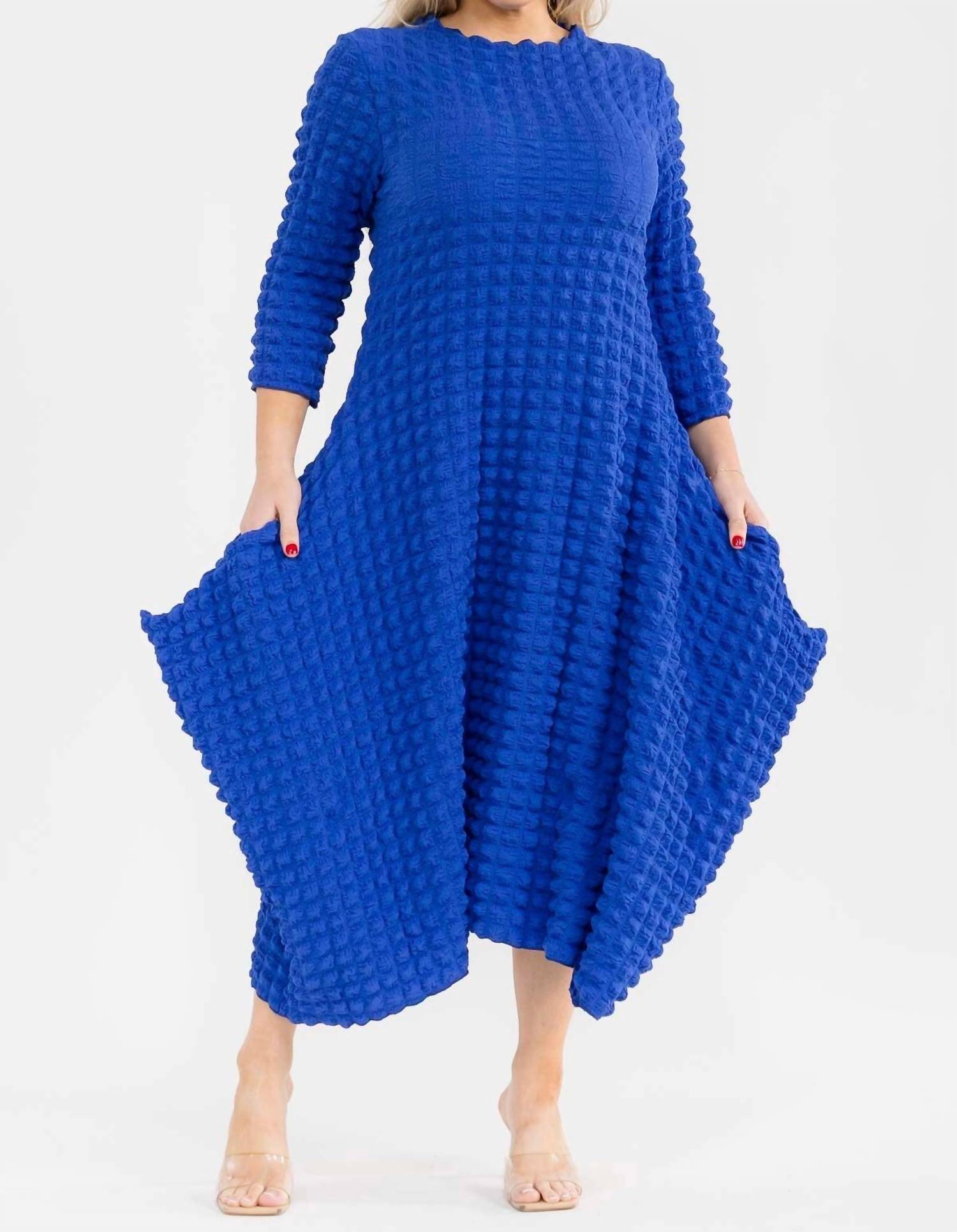 Karen T Design Bubble Popcorn Maxi Dress in blue - women's dress - view 5