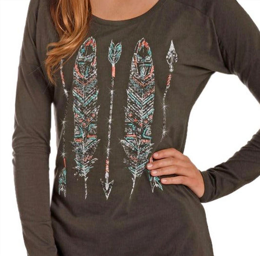 Rock & Roll Denim - Cowgirl Feather Long Sleeve Tee