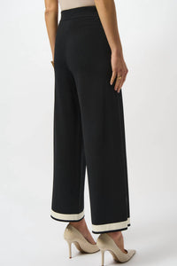 Joseph Ribkoff Sweater Knit Colour Block Culotte Pants in black vanilla - women's pants - detail view