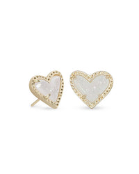 Kendra Scott Women's Framed Ari Heart Stud Earrings in iridescent drusy - women's jewelry