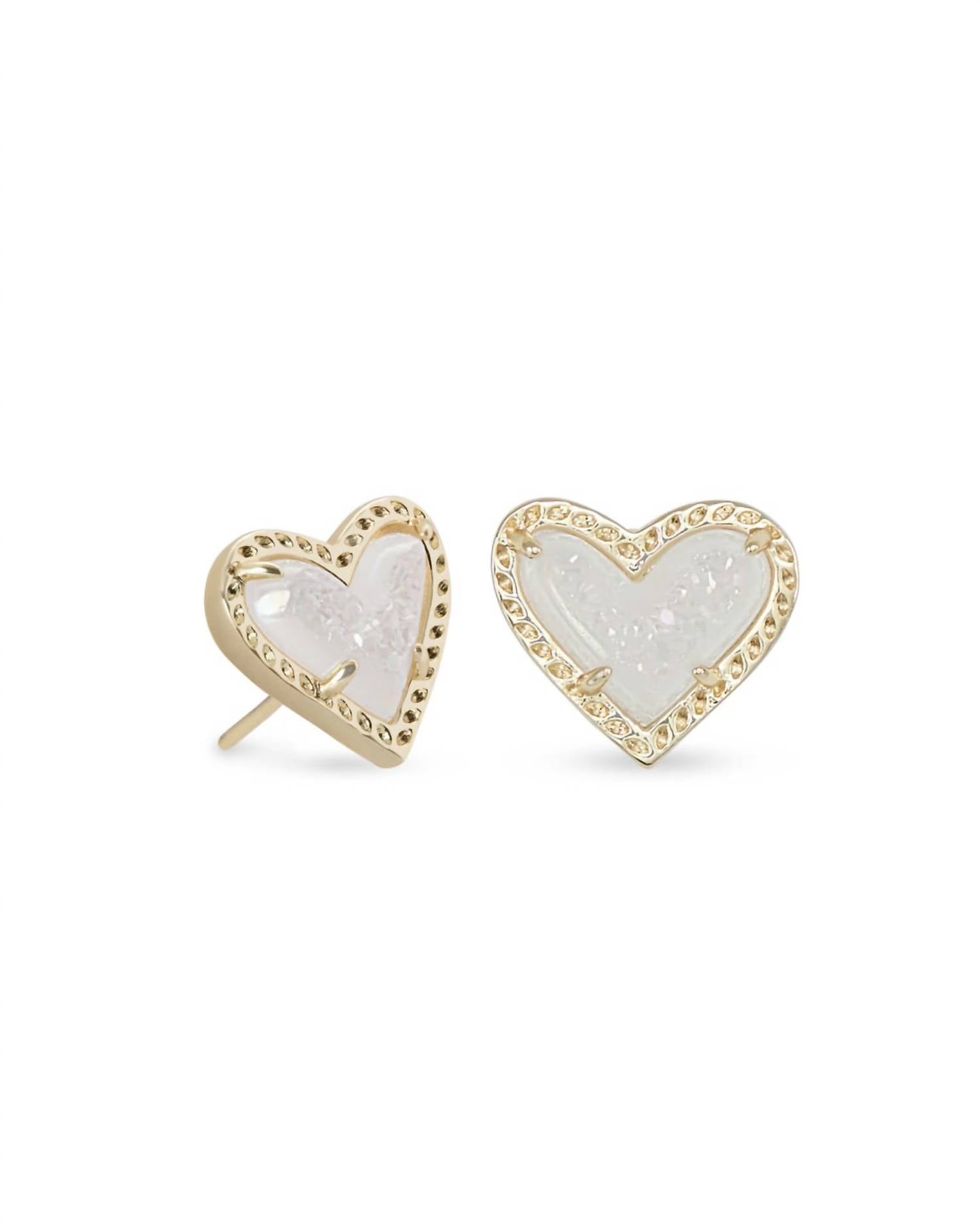 Kendra Scott Women's Framed Ari Heart Stud Earrings in iridescent drusy - women's jewelry