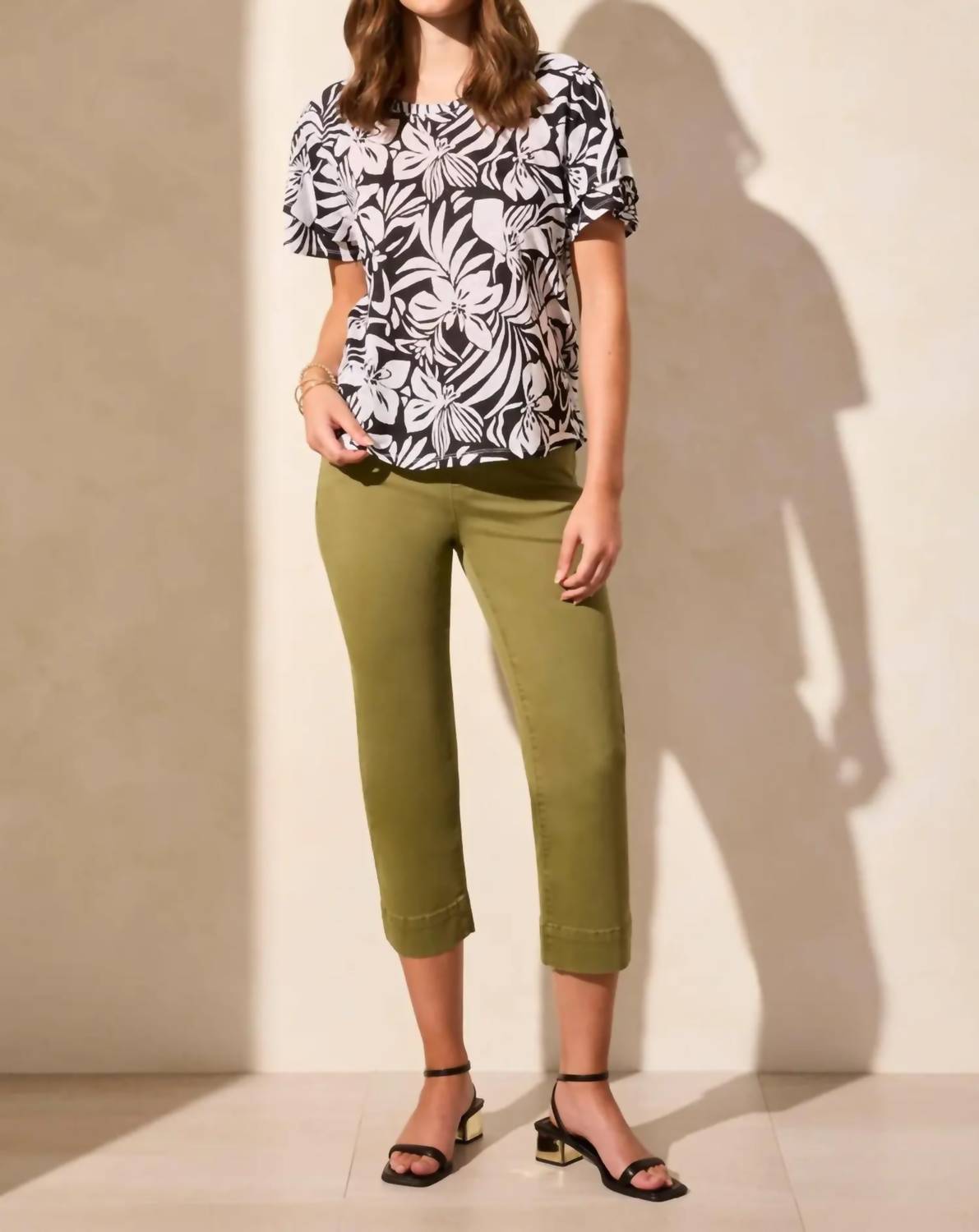 Tribal - Linen Blend Ruffle Sleeve Top