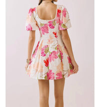 Tcec - Floral Print Flare Skirt Mini Dress