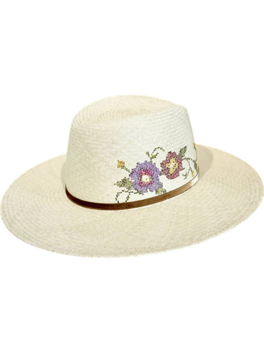 Freya - Floral Poppy Cross Stitch Hat