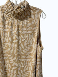 Tyler Boe Women's Poppy Dress in leaves tan - women's dress - detail view