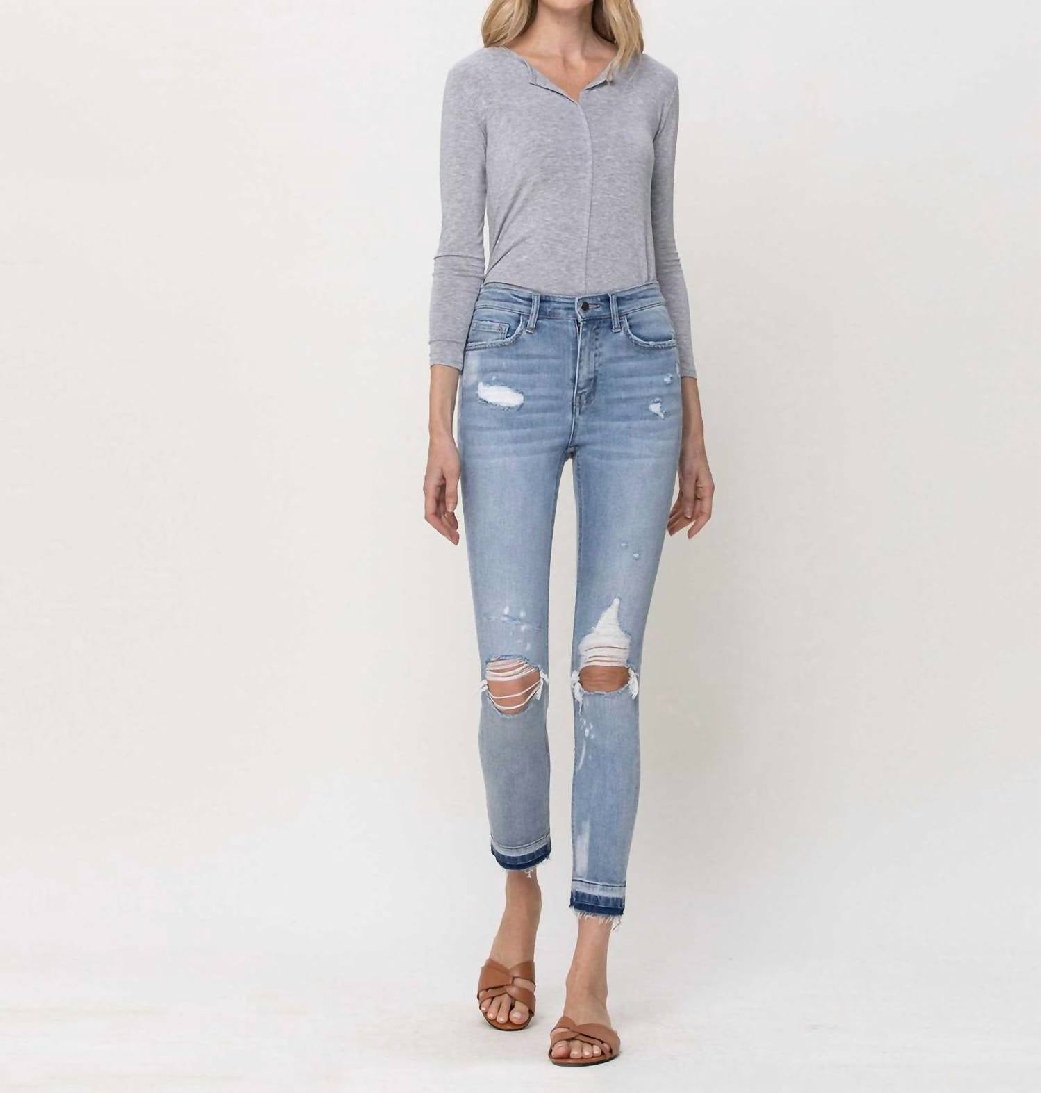 Flying Monkey - Beachin' Mid Rise Crop Ankle Skinny Jean