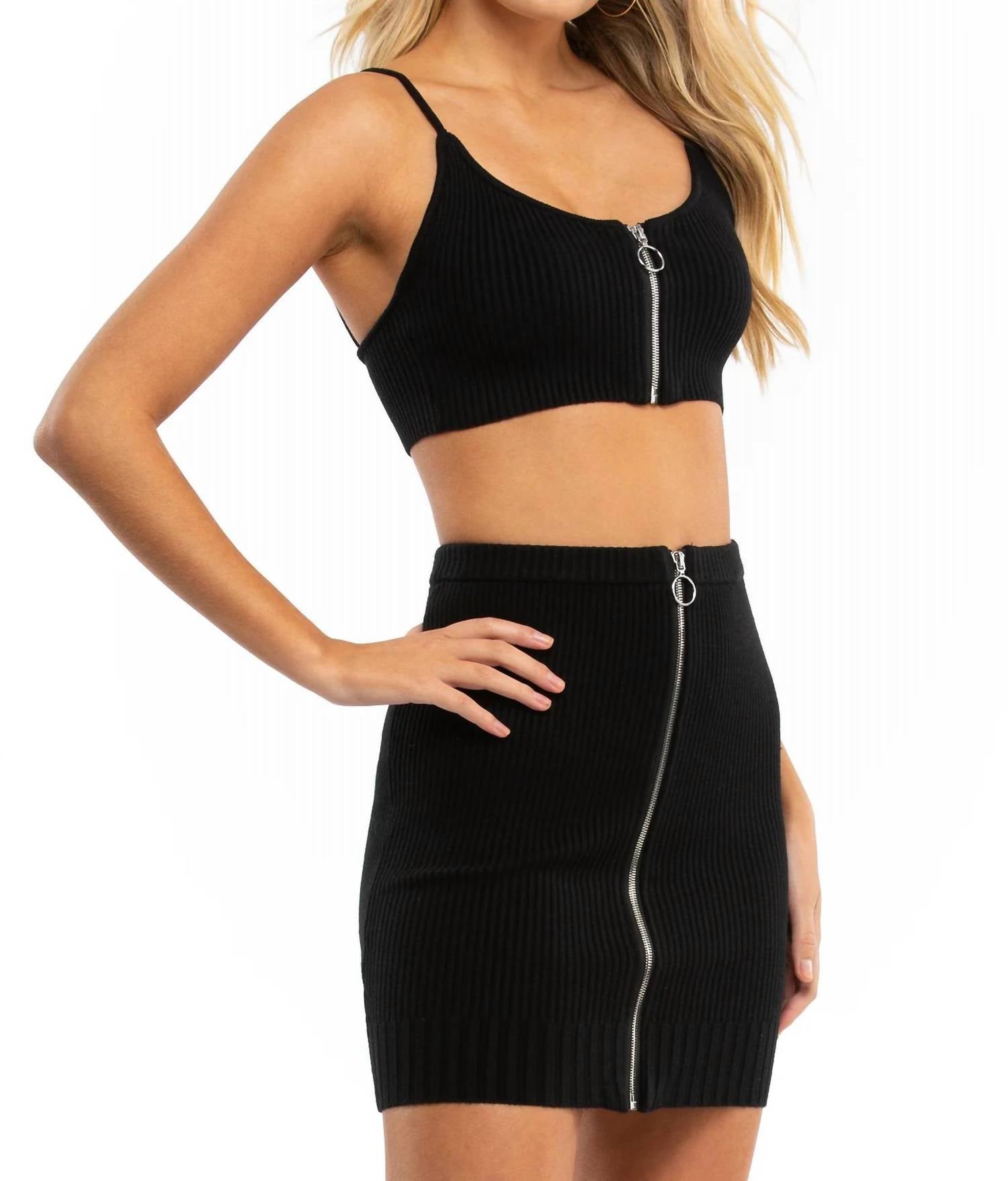 For Love & Lemons - Harley Zipper Crop Top