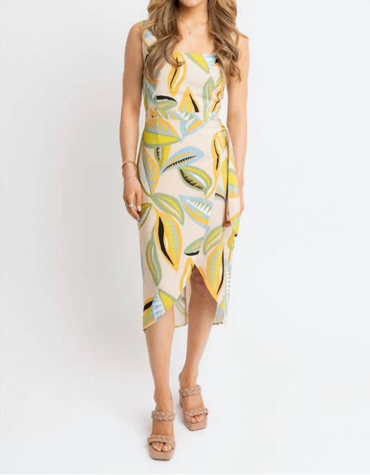 Karlie - Women's Abstract Leaf Wrap Dress