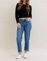 Judy Blue - Boyfriend Classic Cuffed Mid Rise Jean