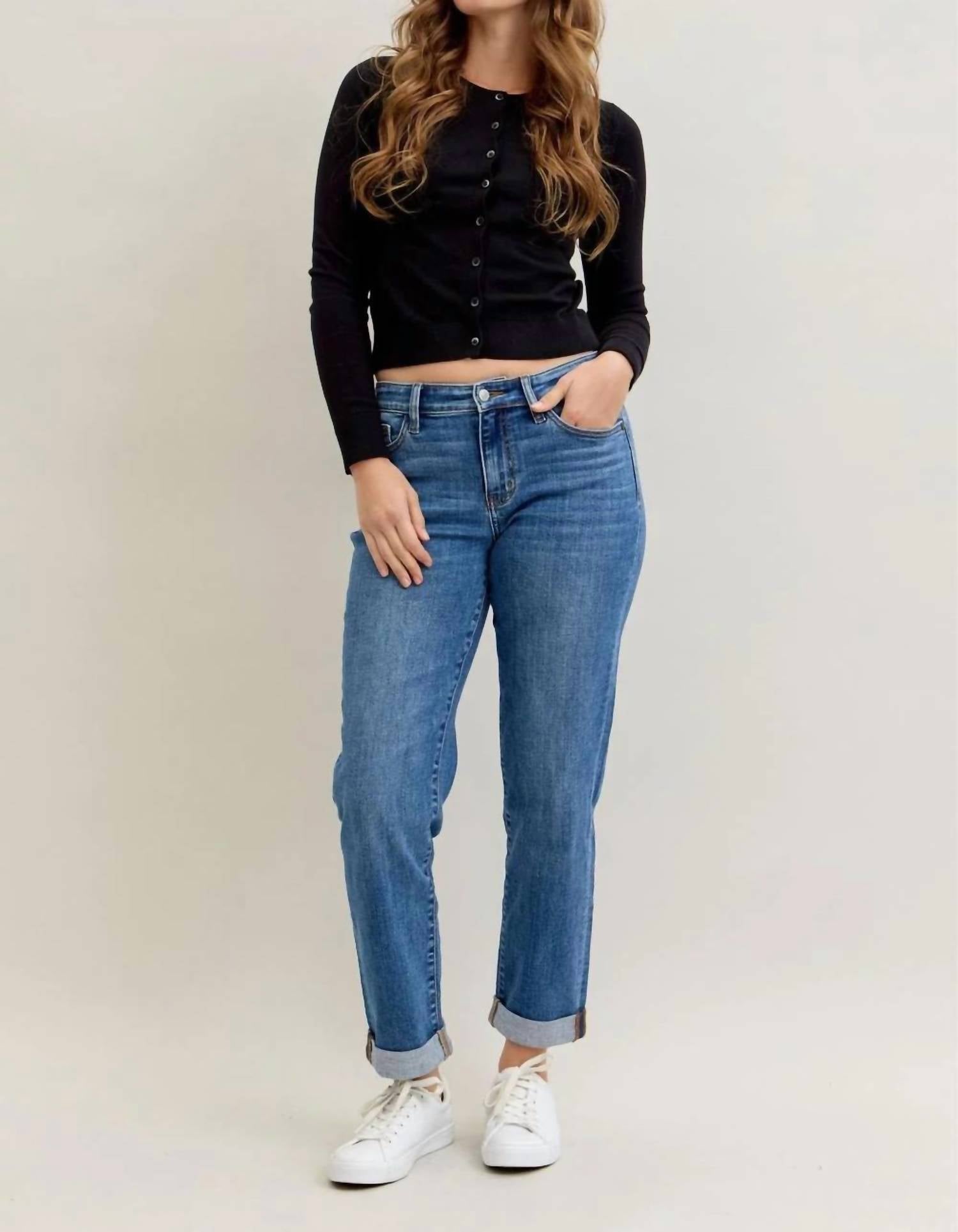 Judy Blue - Boyfriend Classic Cuffed Mid Rise Jean