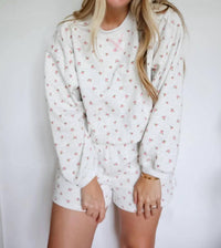 The Greii - Women's Maggie Floral Sweatshirt And Shorts Loungewear Set