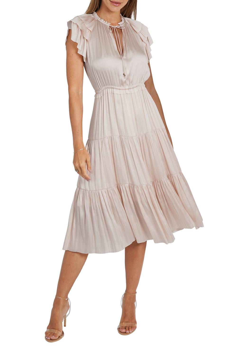 Love Token - Pamela Ruffle Trim Midi Dress