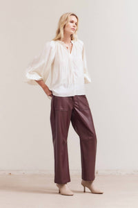 Grade & Gather - Faux Leather Straight Leg Pants