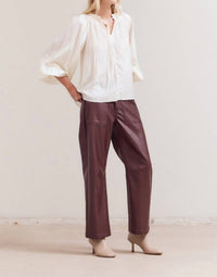 Grade & Gather - Faux Leather Straight Leg Pants