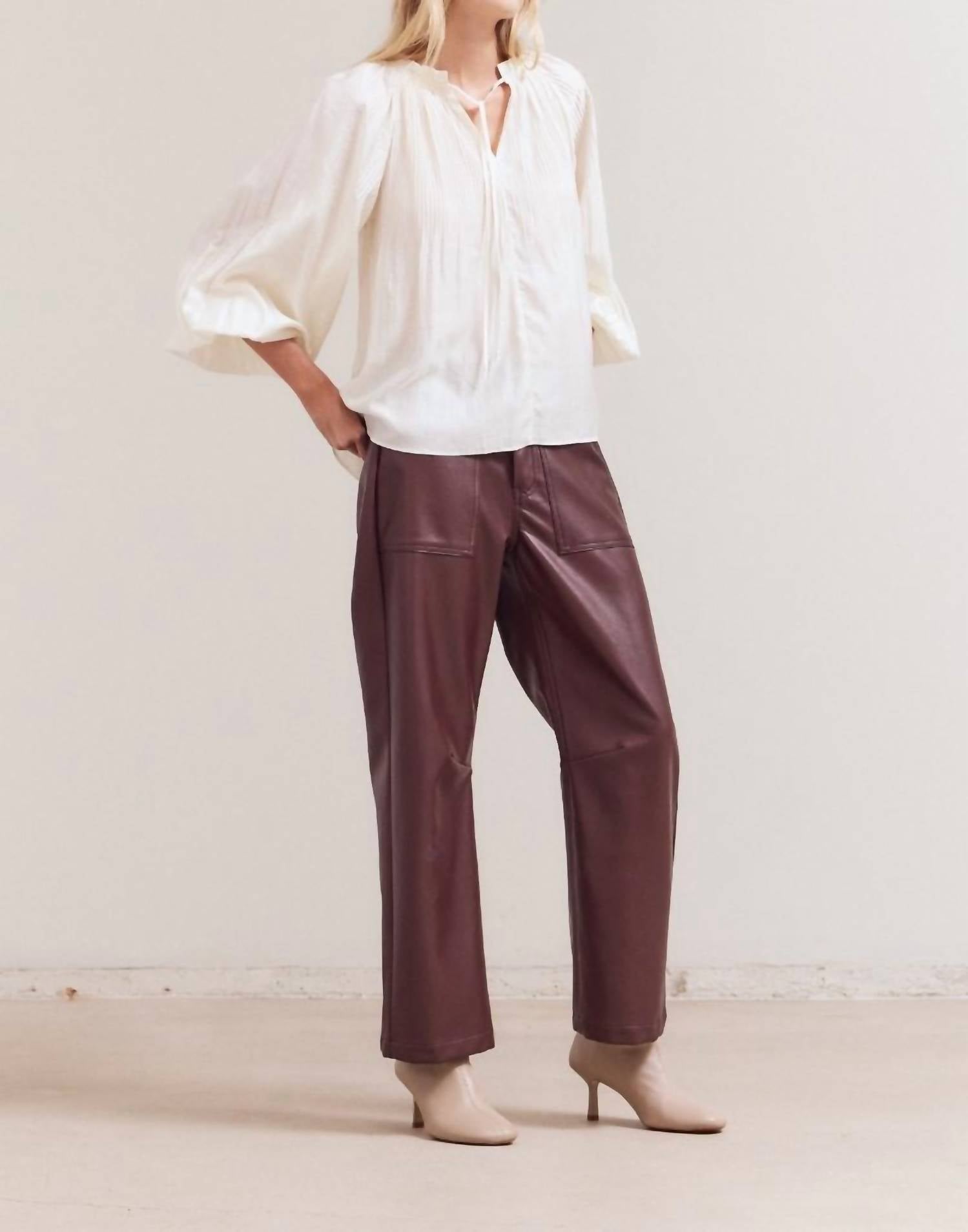 Grade & Gather - Faux Leather Straight Leg Pants