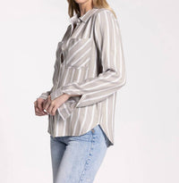 Thread & Supply Myla Button Down Shirt in beige - women's shirt - alternate view