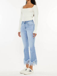 Kancan - Women's High Rise Crop Bootcut Denim Pants