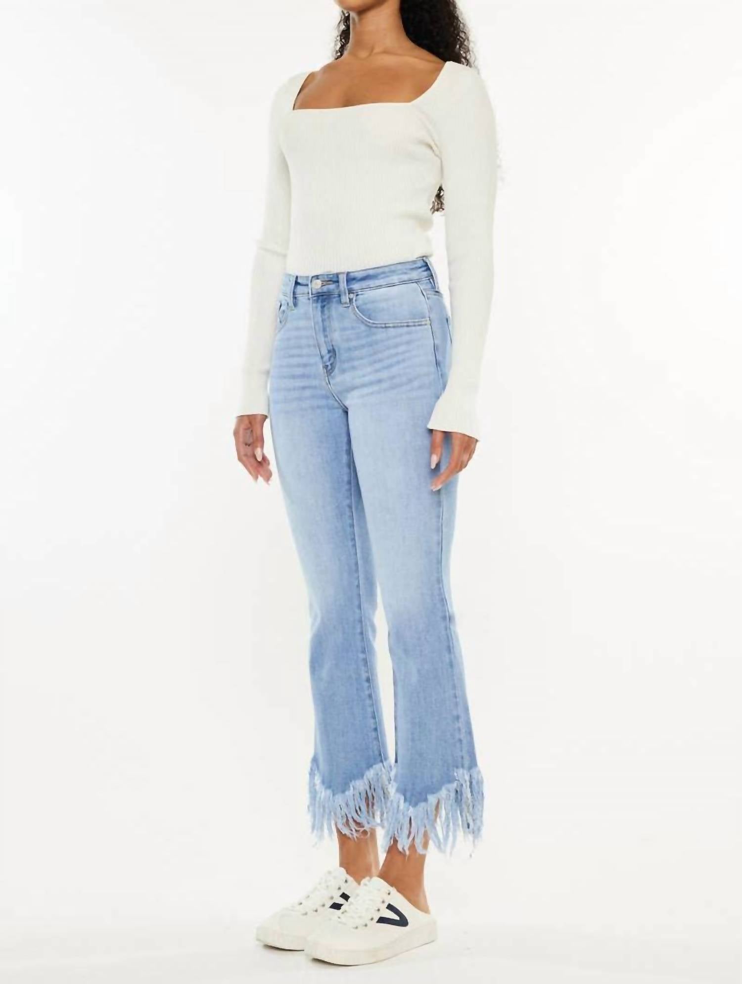 Kancan - Women's High Rise Crop Bootcut Denim Pants
