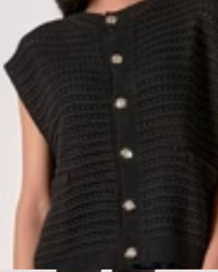 ELAN Knitted Sleeveless Vest in black - women's sweater - alternate view
