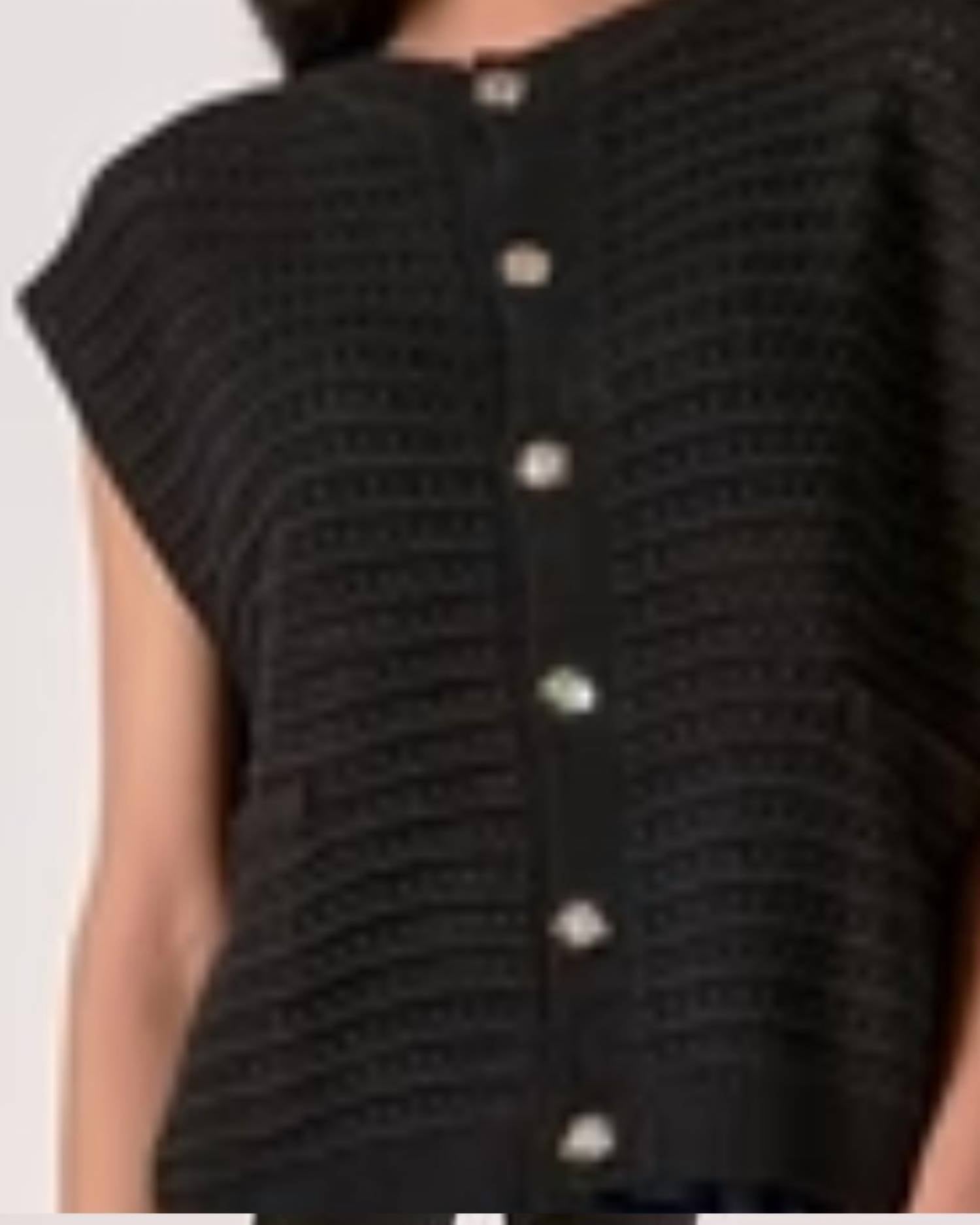 ELAN Knitted Sleeveless Vest in black - women's sweater - alternate view