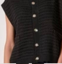 ELAN Knitted Sleeveless Vest in black - women's sweater - detail view